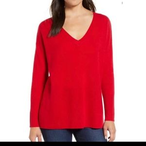 Halogen Merino Wool Blend V-neck Sweater XL Holiday Gorp Solid Color Nordstrom